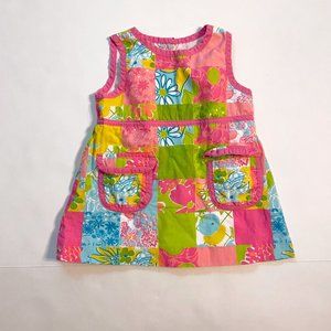 Lilly Pulitzer Patchwork Floral Sleeveless Dress - Pink, Green, Blue, Yellow